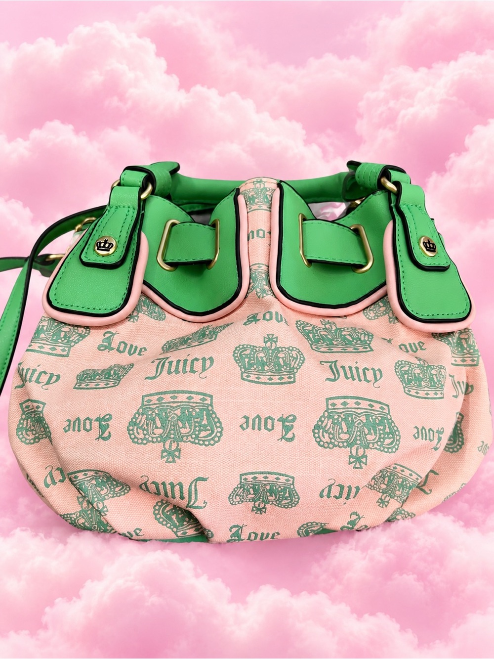 Juicy Couture Pink & Green Fan Club Satchel